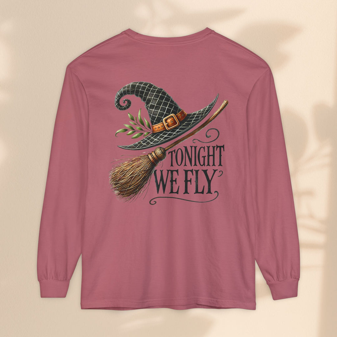 Tonight We Fly - Whimsical Witch Halloween Long Sleeve T-Shirt