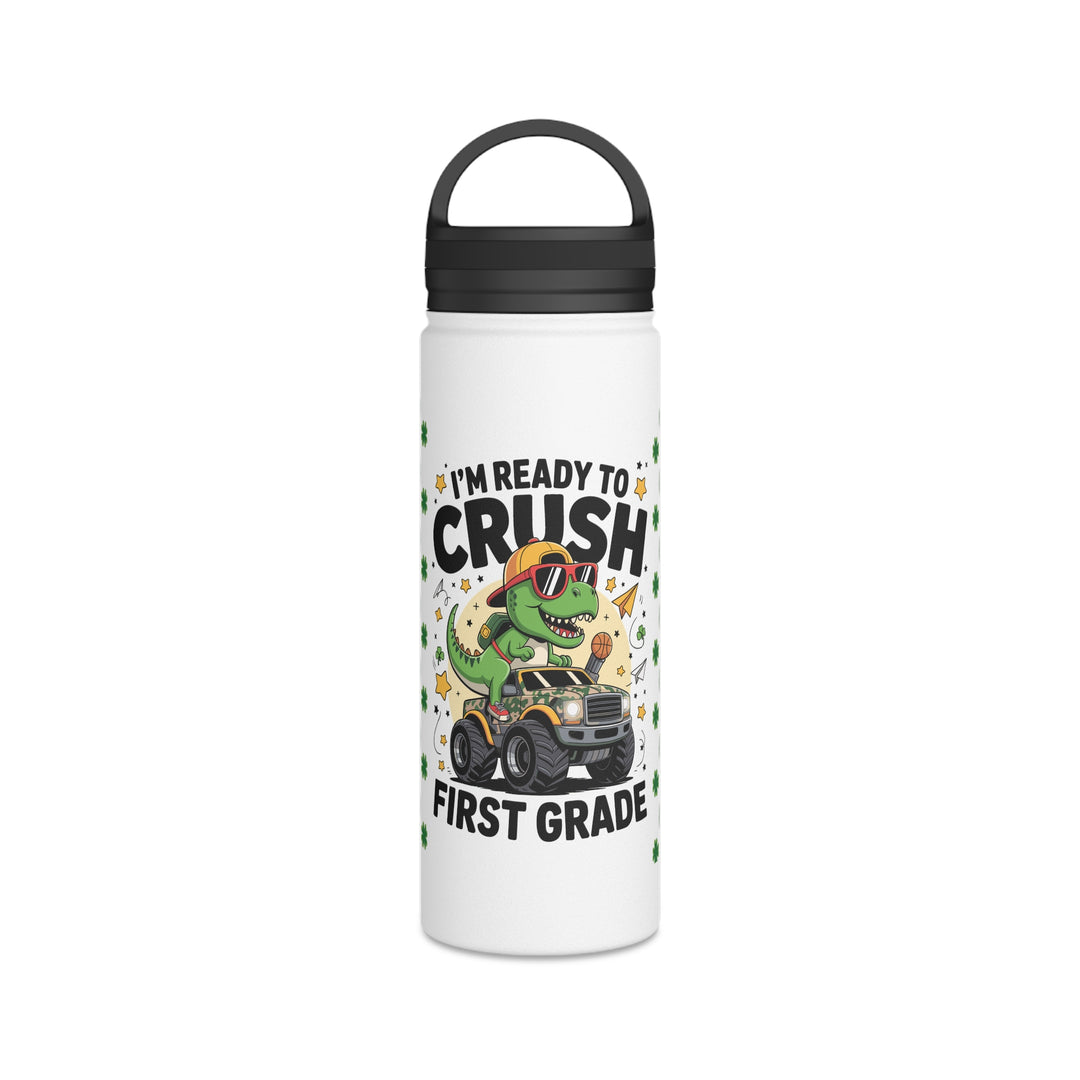First Grade Dino-Themed Stainless Steel Water Bottle, Perfect for Kids, Back to School, First Grade, Eco-Friendly