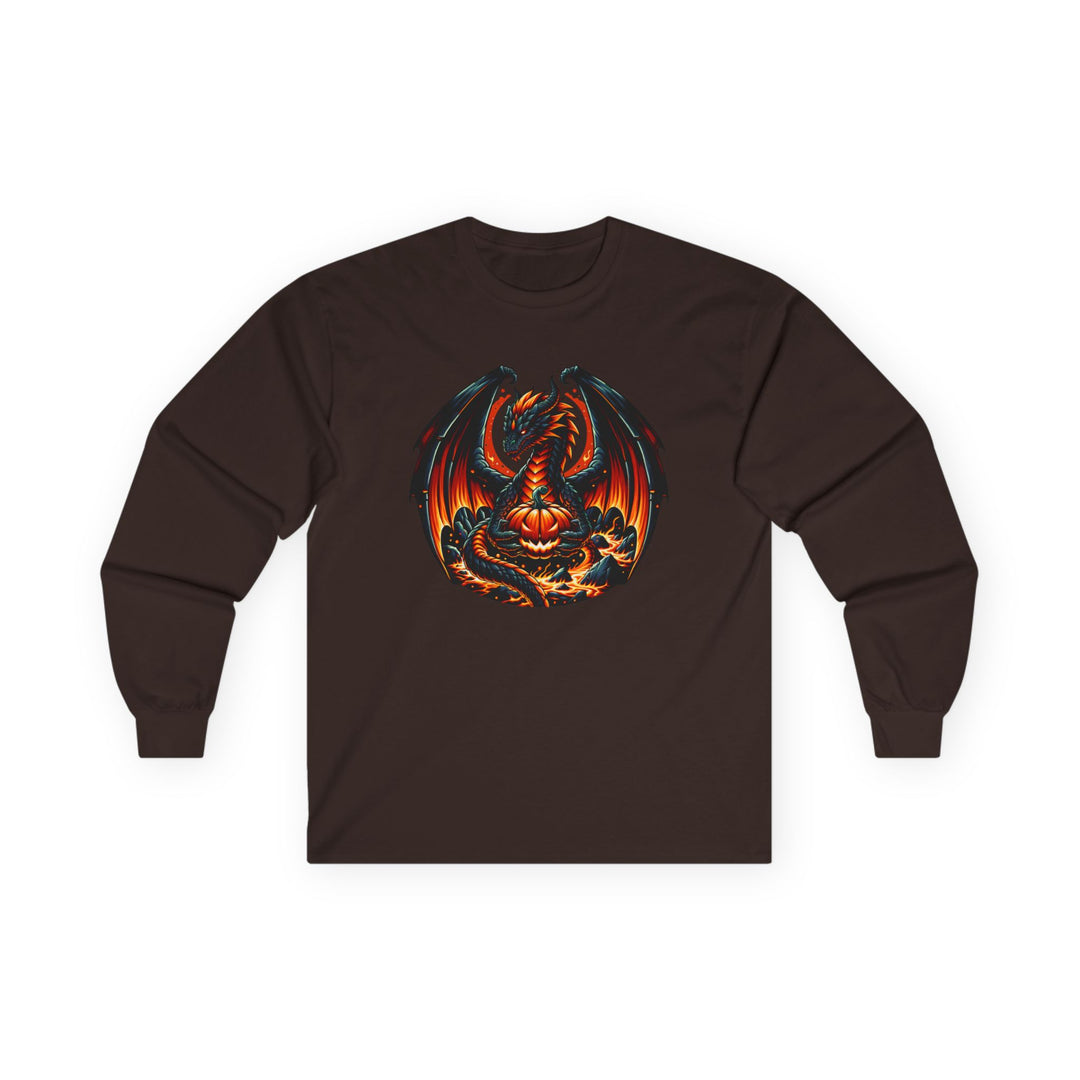 Dragon Emblem Unisex Long Sleeve Tee, Casual Streetwear, Gift for Fantasy Lovers, Halloween Apparel, Geek Culture Shirt, Cozy Graphic Tee