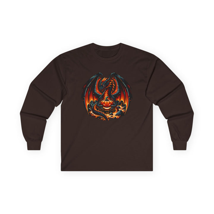Dragon Emblem Unisex Long Sleeve Tee, Casual Streetwear, Gift for Fantasy Lovers, Halloween Apparel, Geek Culture Shirt, Cozy Graphic Tee