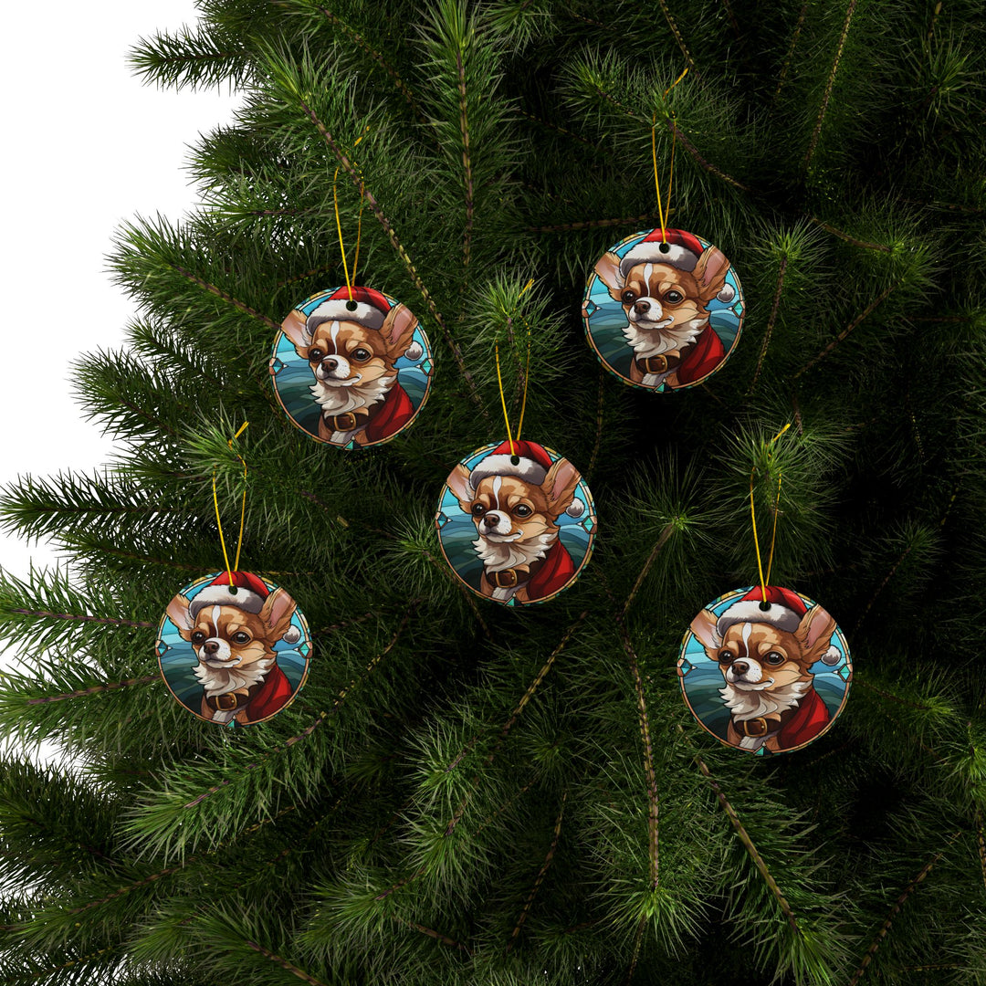 Ceramic Ornaments, 2-Side Print, (1pc, 3pcs, 5pcs, 10pcs) - Chihuahua Christmas