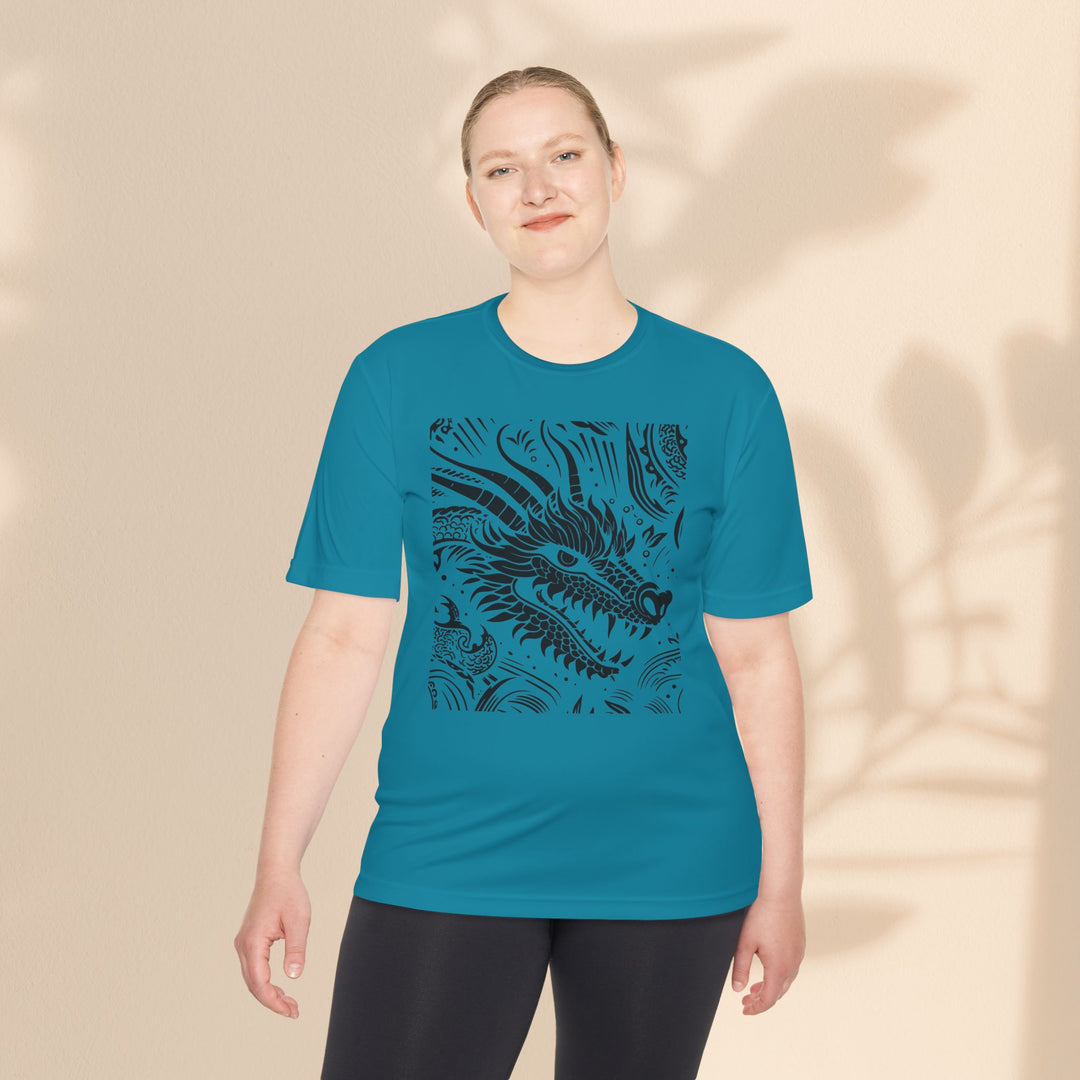 Unisex Moisture Wicking Tee - Dragon Black and White