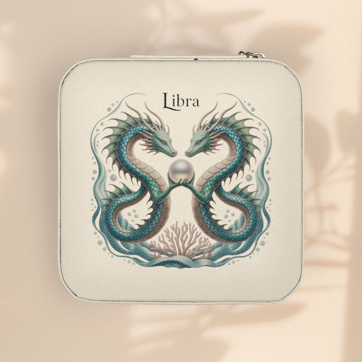 Libra Zodiac Travel Jewelry Case — Compact Pink Keepsake Box