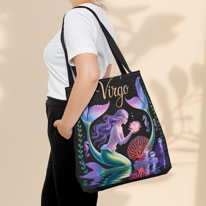 Virgo Mermaid Tote Bag, Virgo Gift, Zodiac Bag, Sea Creature Style, Ocean Lover Accessory, Birthday Present