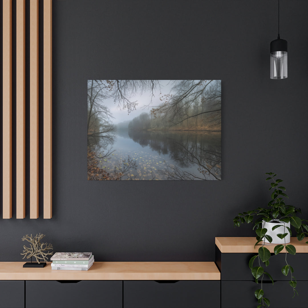 Foggy River Landscape Canvas Print – Nature Wall Art