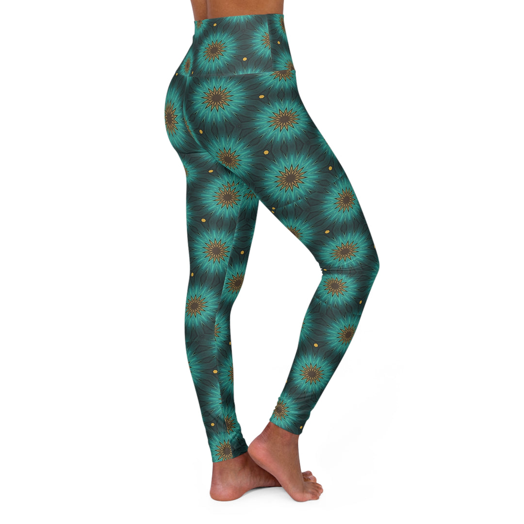 High Waisted Yoga Leggings - Forest Spirals