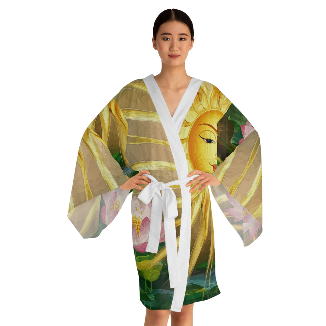 Long Sleeve Kimono Robe (AOP) - Lotus Sun