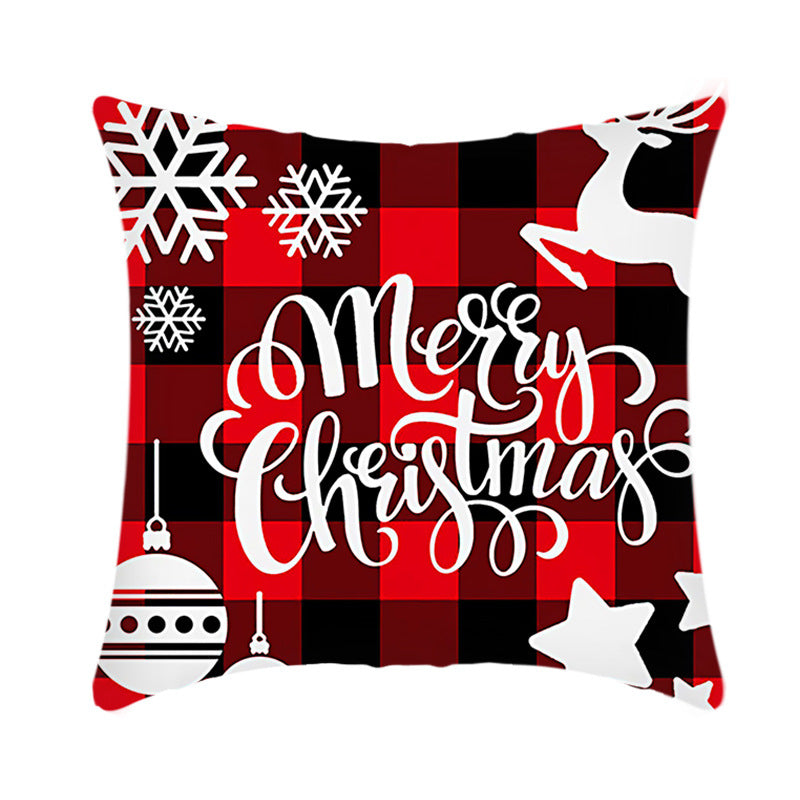 Merry Christmas Elk and Santa Plush Cushion Cover