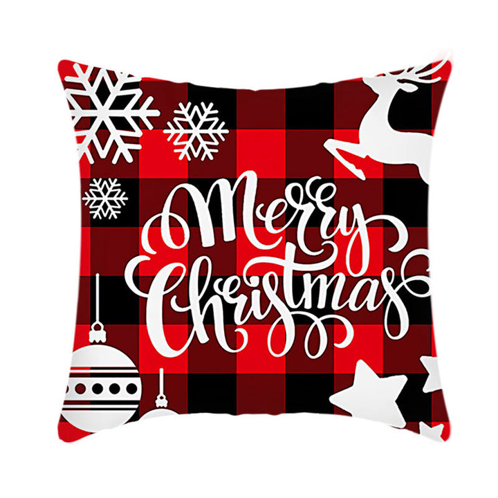 Merry Christmas Elk and Santa Plush Cushion Cover
