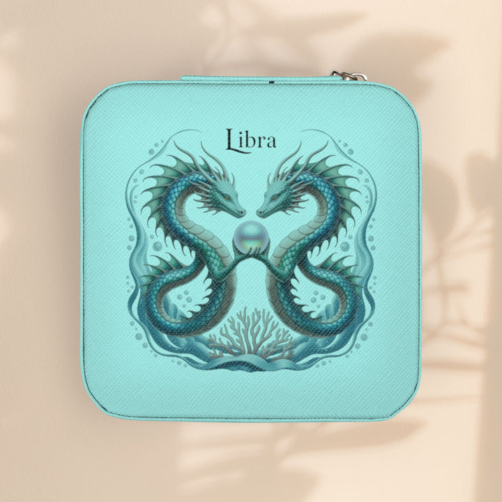 Libra Zodiac Travel Jewelry Case — Compact Pink Keepsake Box