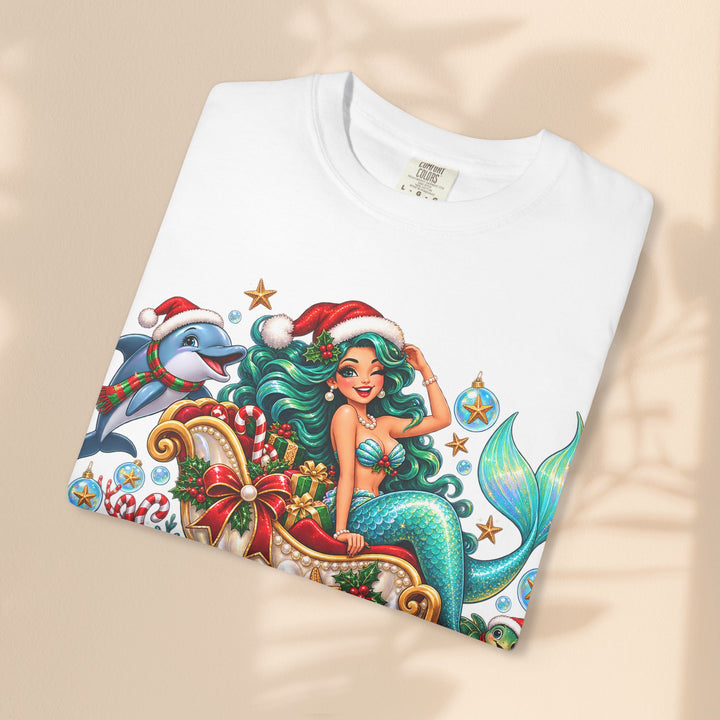 Mermaid Christmas T-Shirt – Sleighin’ It Under the Sea Holiday Tee
