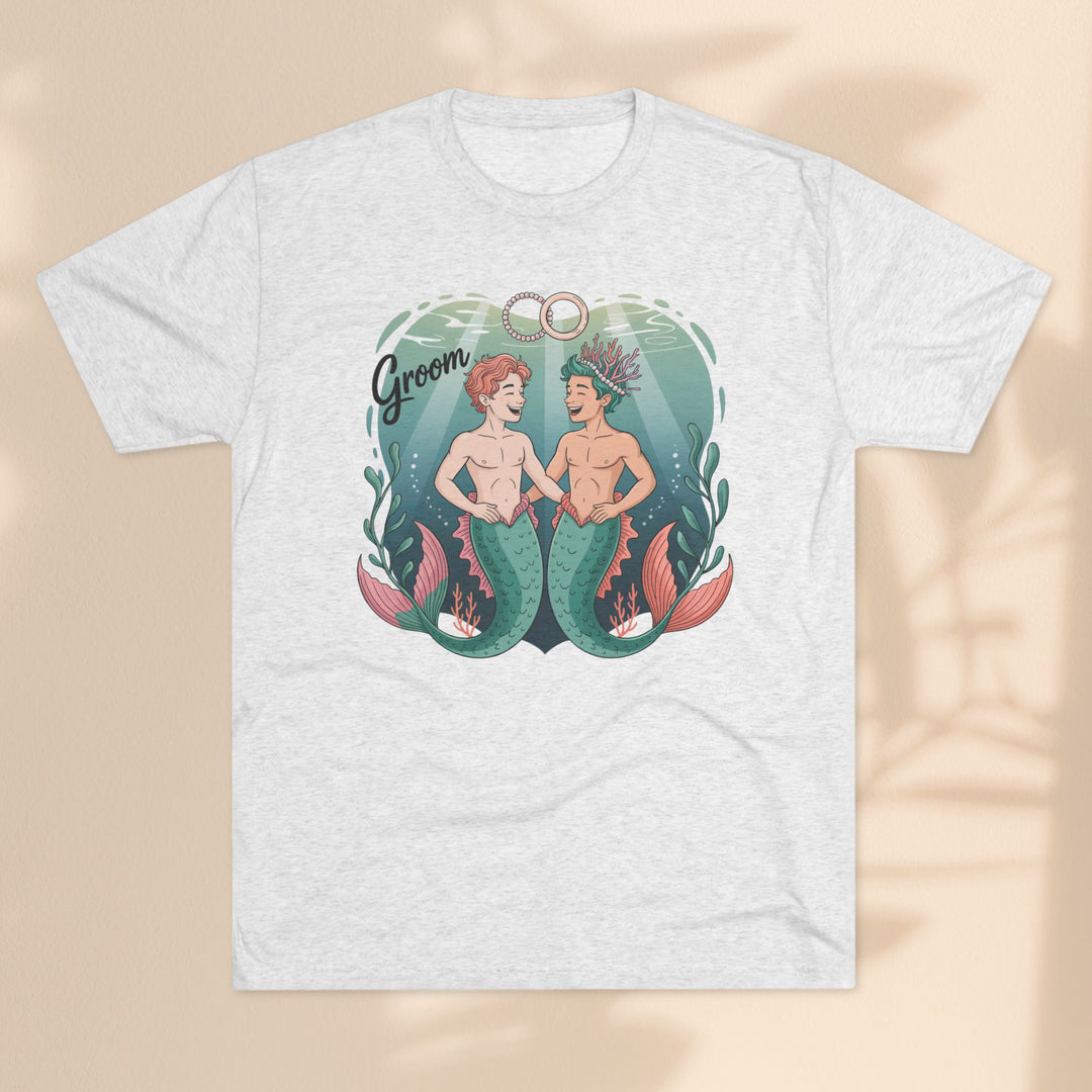 Merman Groom Tee, LGBTQ+ Pride Apparel, Wedding Gift, Unique Couple Shirt
