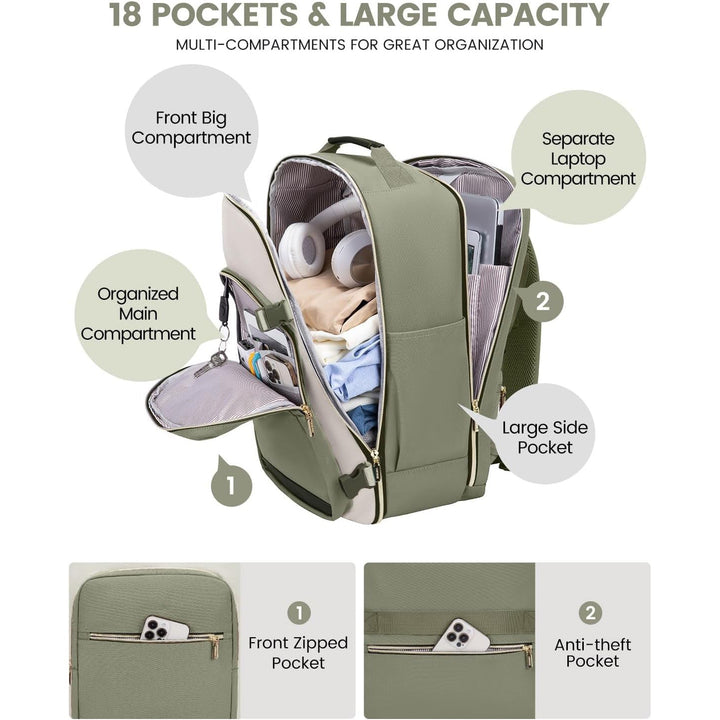 Travel Carry-On Luggage Set with 3 Organizer Pouches