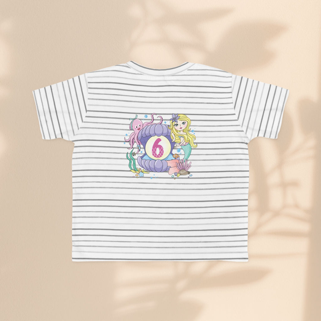 Age 6 Toddler Tee with Mermaid & Octopus Design - Birthday Celebration, Gifts for Ages 6