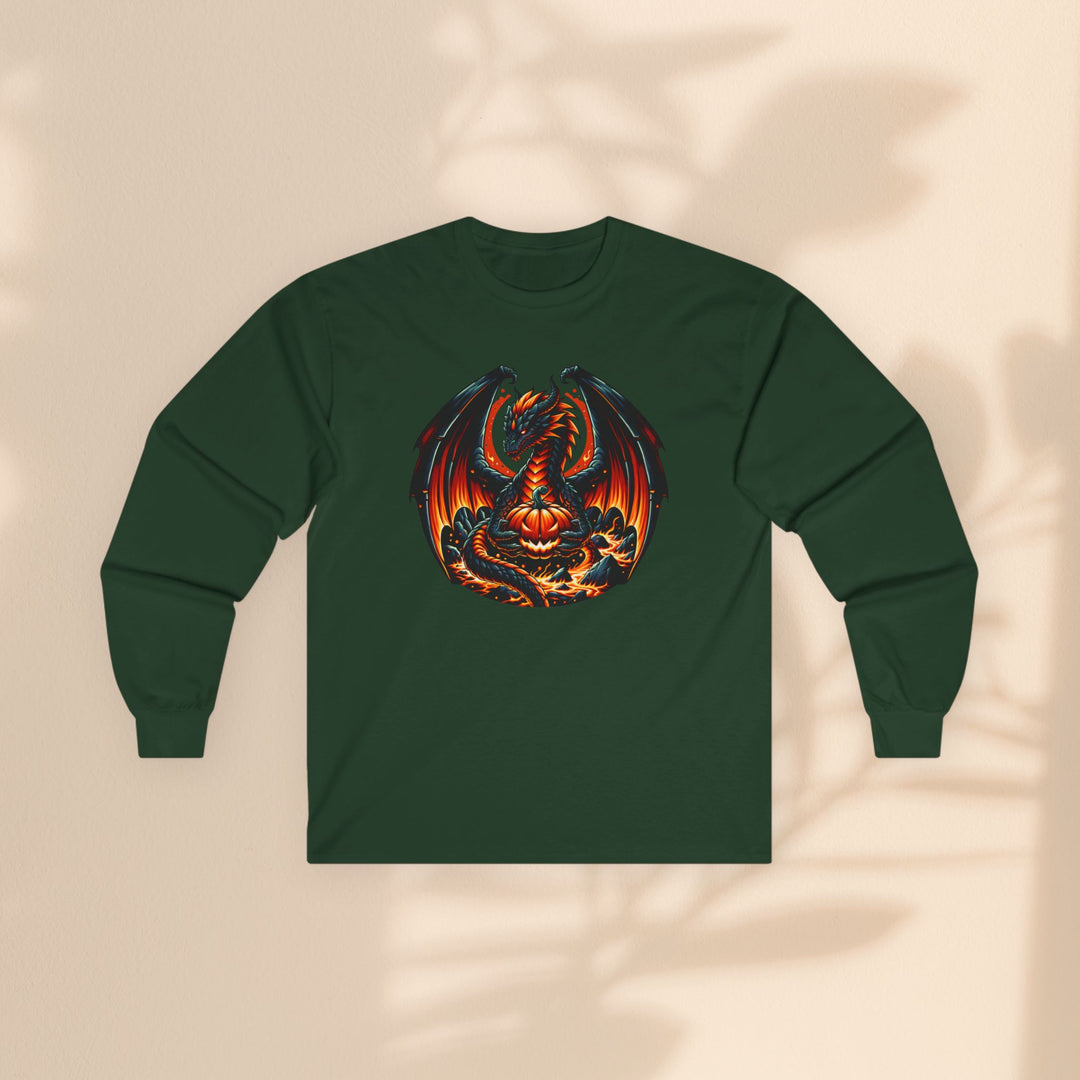 Dragon Emblem Unisex Long Sleeve Tee – Casual Fantasy Graphic Shirt for Halloween & Geek Culture