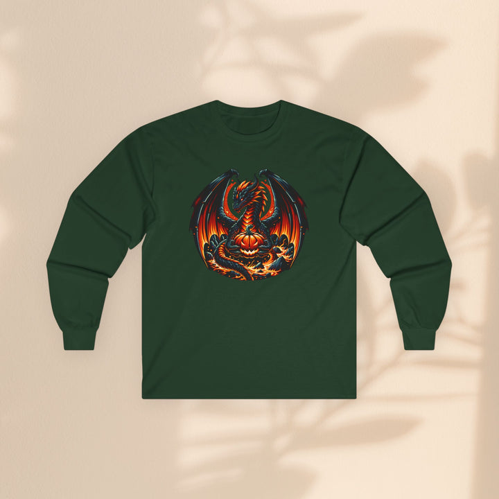 Dragon Emblem Unisex Long Sleeve Tee – Casual Fantasy Graphic Shirt for Halloween & Geek Culture