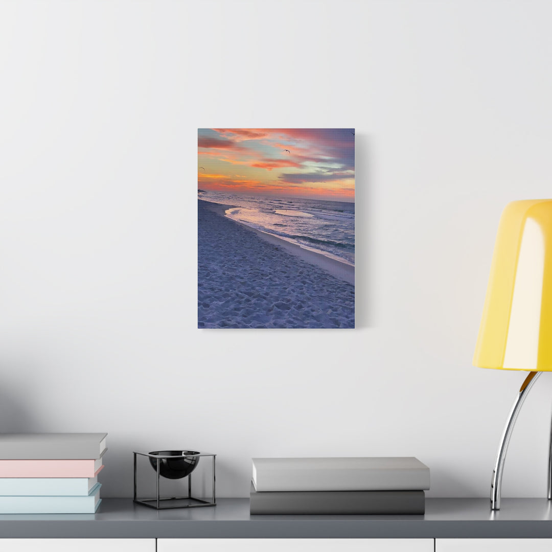 Sunset Beach Matte Stretched Canvas Print
