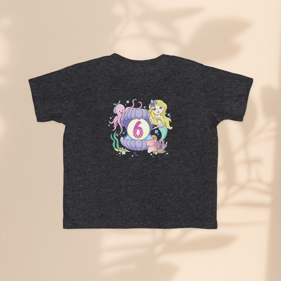 Age 6 Toddler Tee with Mermaid & Octopus Design - Birthday Celebration, Gifts for Ages 6