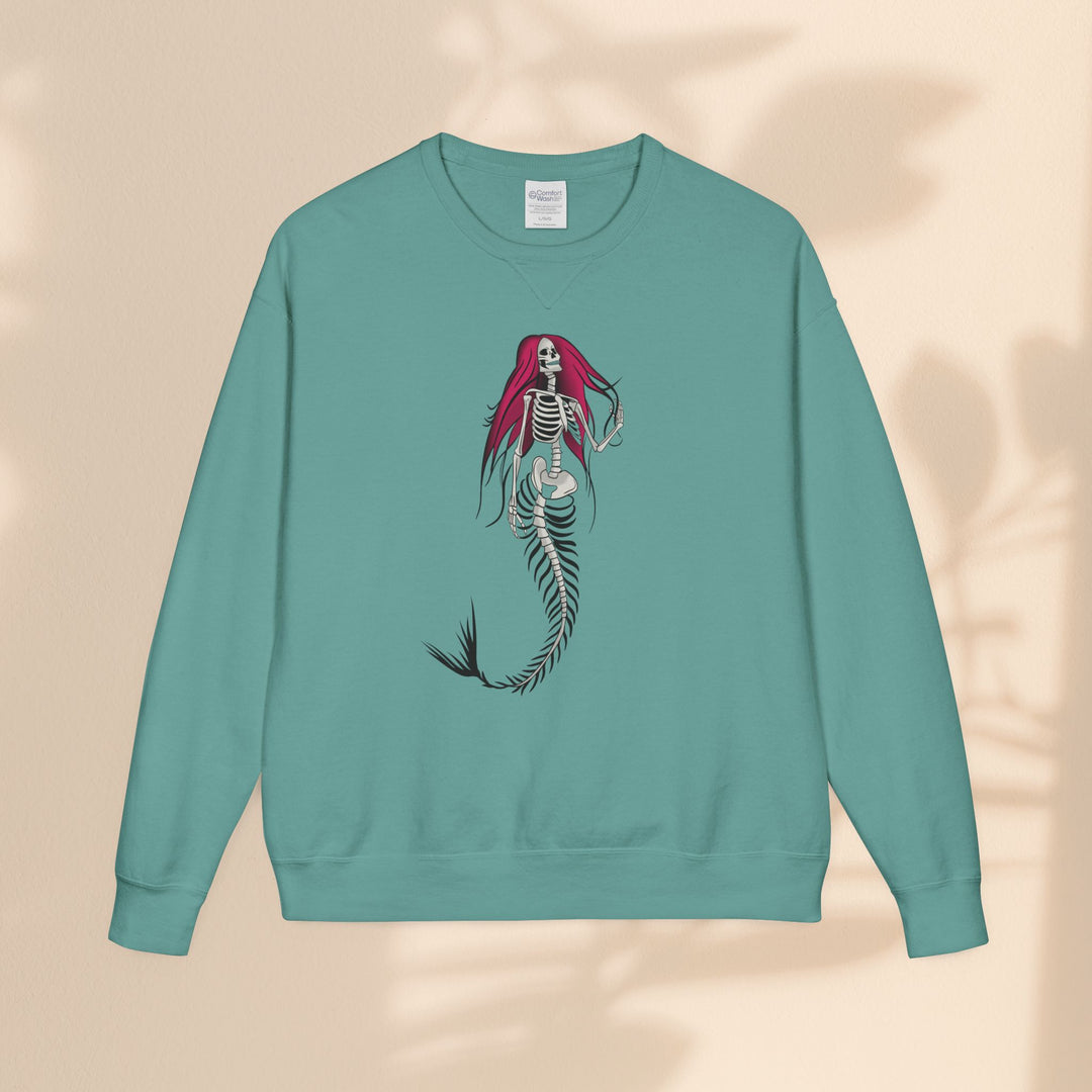 Crewneck Sweatshirt — Gothic Mermaid Skeleton Graphic