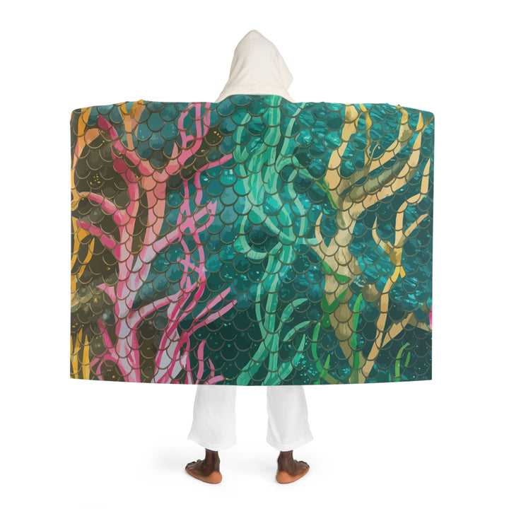 Hooded Sherpa Fleece Blanket - Mermaid Scale Net