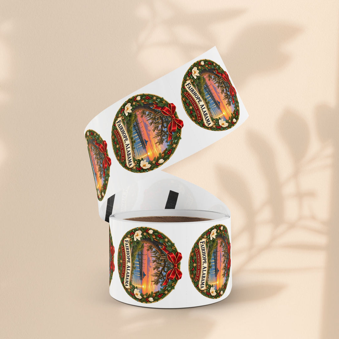 Fairhope Alabama Christmas Sticker Roll – Coastal Sunset Labels