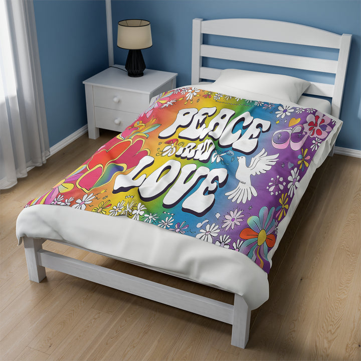 Velveteen Plush Blanket - Love and Peace