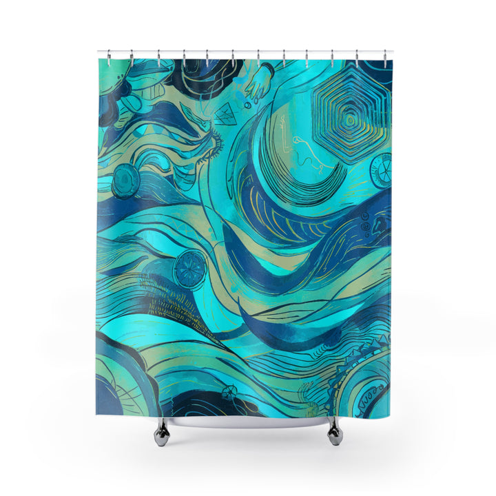 Abstract Ocean Waves Shower Curtain