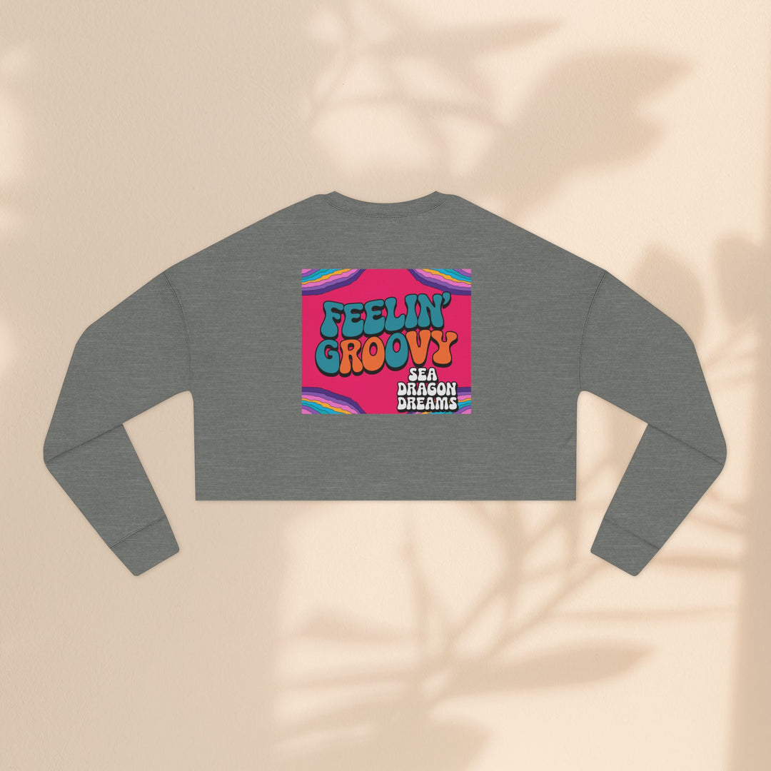 Retro 'Feelin' Groovy' Cropped Sweatshirt for Women - Perfect for Festivals and Chill Vibes