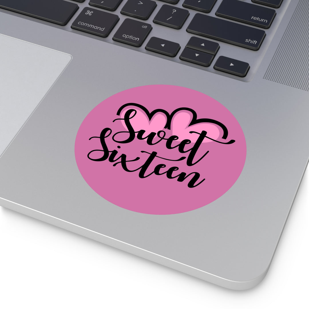 Sweet 16 Round Vinyl Stickers – Birthday Party Favors, Cute Décor & Personalized Celebration Labels