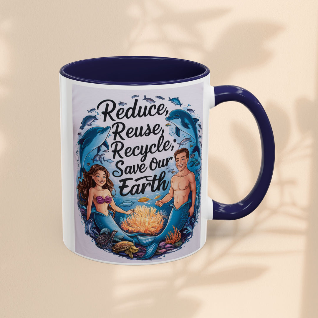 Accent Coffee Mug (11, 15oz) - Reduce, Reuse, Recycle