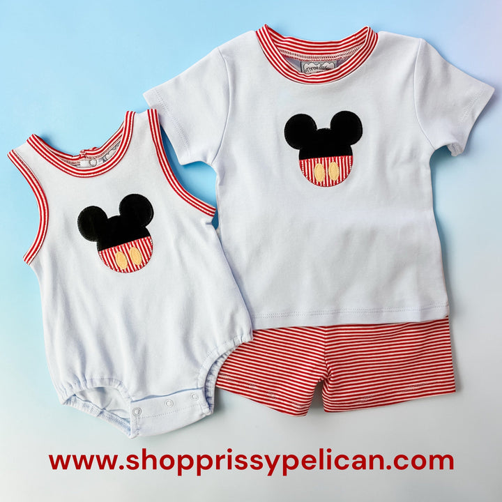 Magical Mouse Appliqué Baby Boy Bubble Romper