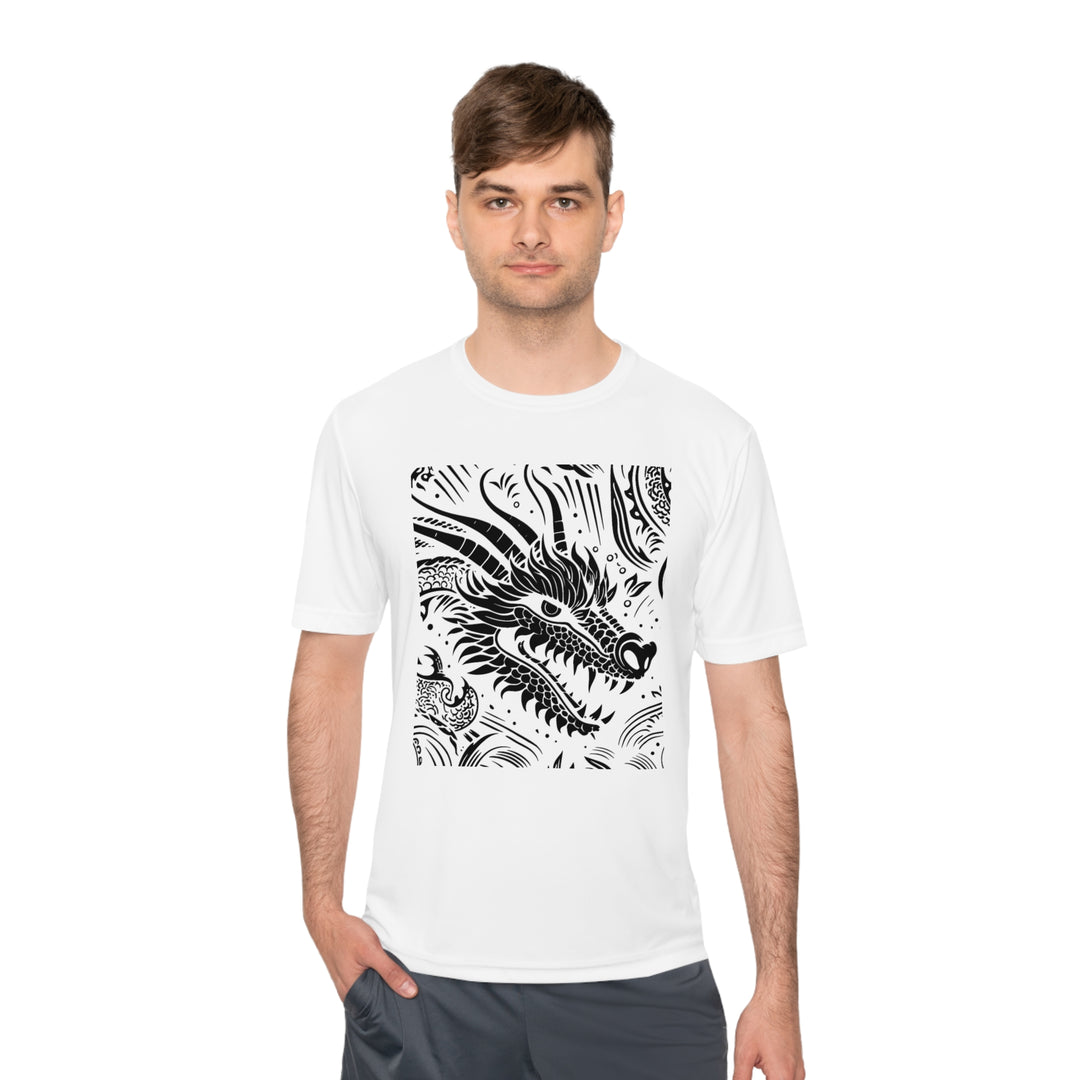 Unisex Moisture Wicking Tee - Dragon Black and White