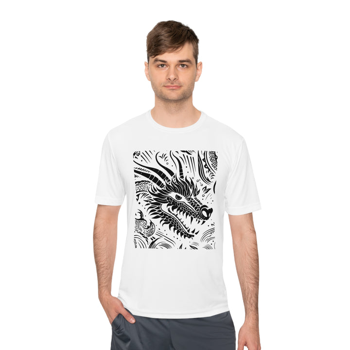 Unisex Moisture Wicking Tee - Dragon Black and White