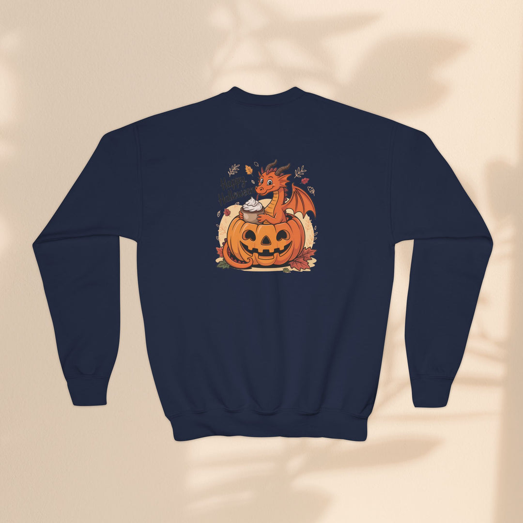 Halloween Pumpkin Dragon Youth Crewneck Sweatshirt