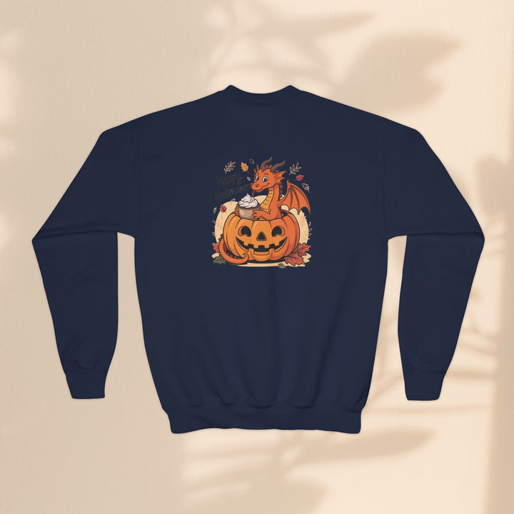 Halloween Pumpkin Dragon Youth Crewneck Sweatshirt
