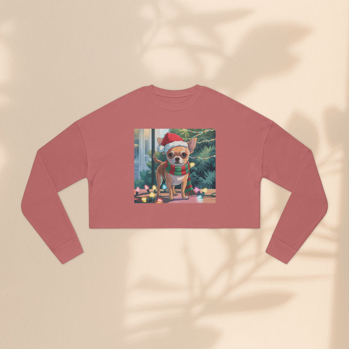 Festive Chihuahua Cropped Sweatshirt, Holiday Sweatshirt