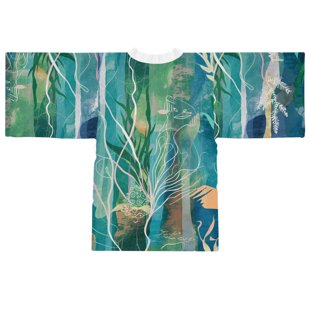 Long Sleeve Kimono Robe - Ocean Seaweed