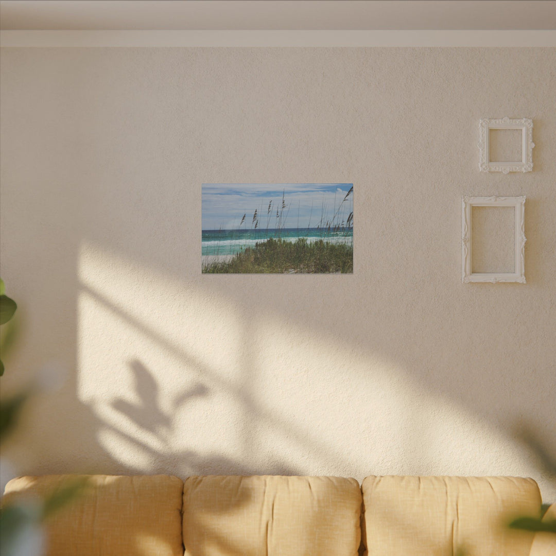 Coastal Dune Beach Canvas Print – Waves and Sea Oats Wall Art