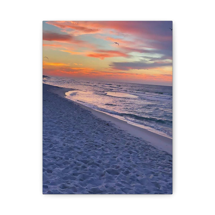 Sunset Beach Matte Stretched Canvas Print