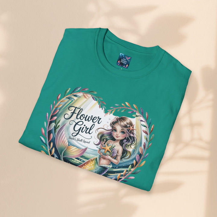Flower Girl T-Shirt, Cute Flower Girl Apparel, Wedding Gift, Kids Birthday, Girly T-Shirt, Mermaid Design, Special Occasion