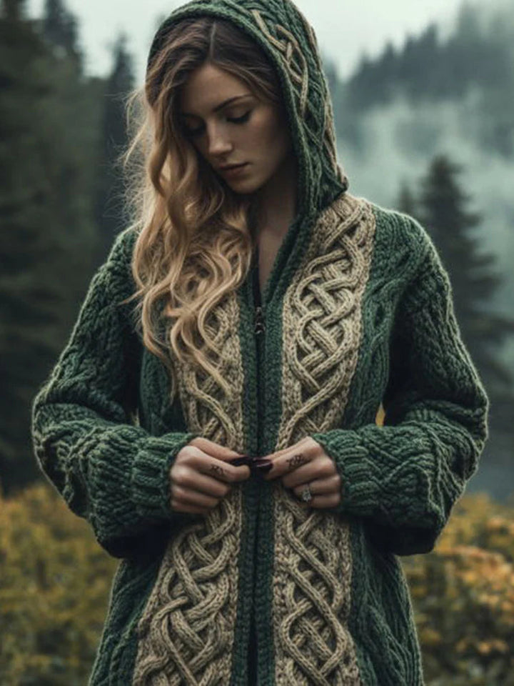 Women’s Long Loose-Fit Round-Neck Knitted Cardigan