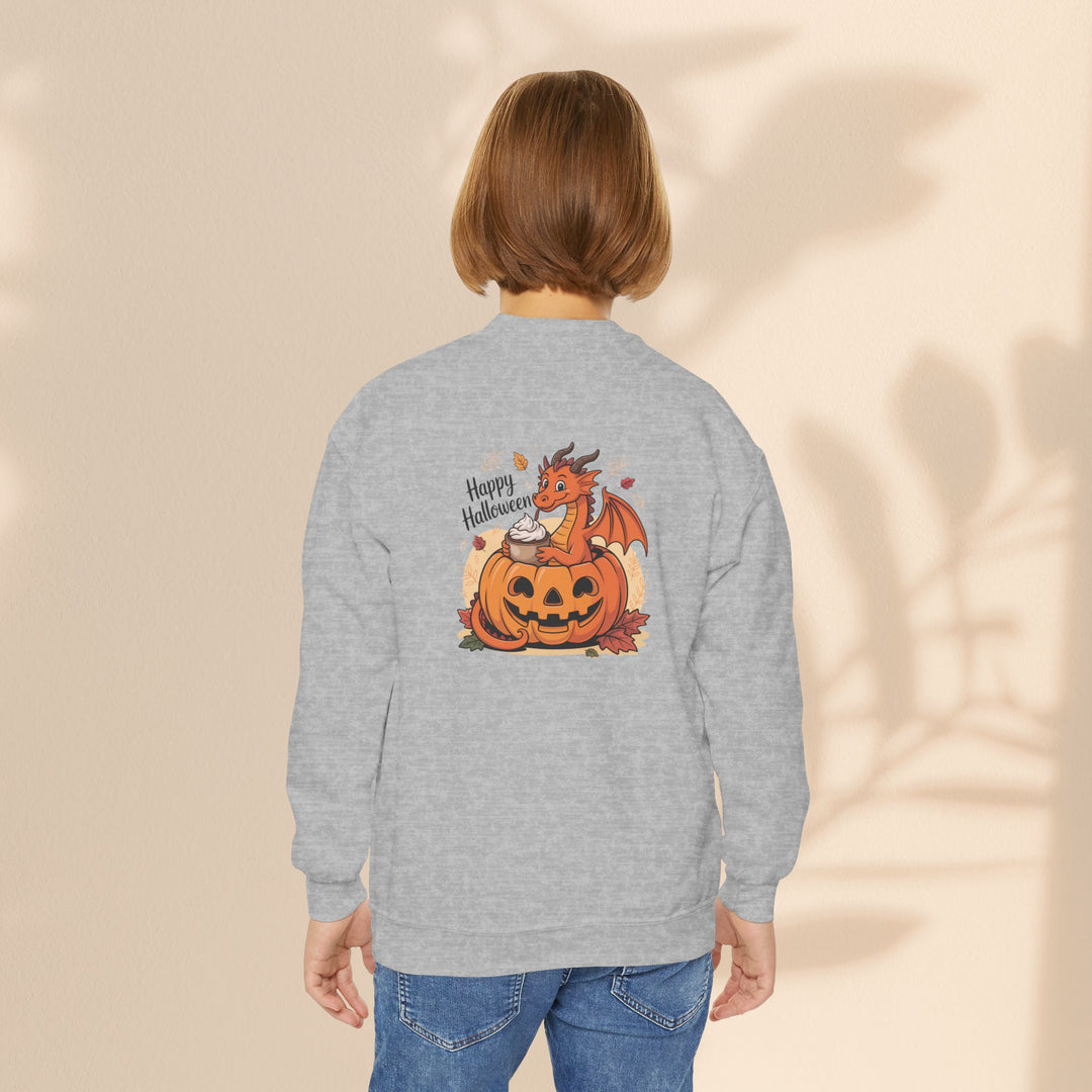 Halloween Pumpkin Dragon Youth Crewneck Sweatshirt