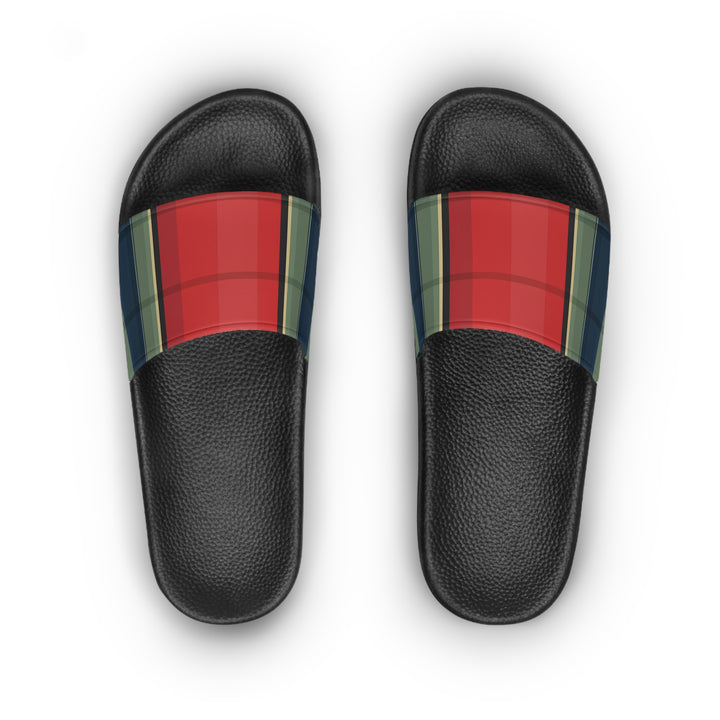 Red & Green Stripe Summer Slide Sandals — Women's Slide Sandals