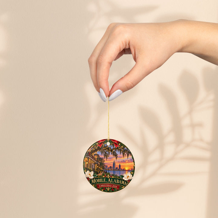 Mobile Alabama Double-Sided Ceramic Christmas Ornament