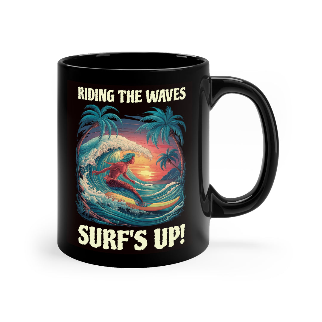 Black Coffee Mug, 11oz - Surf's Up