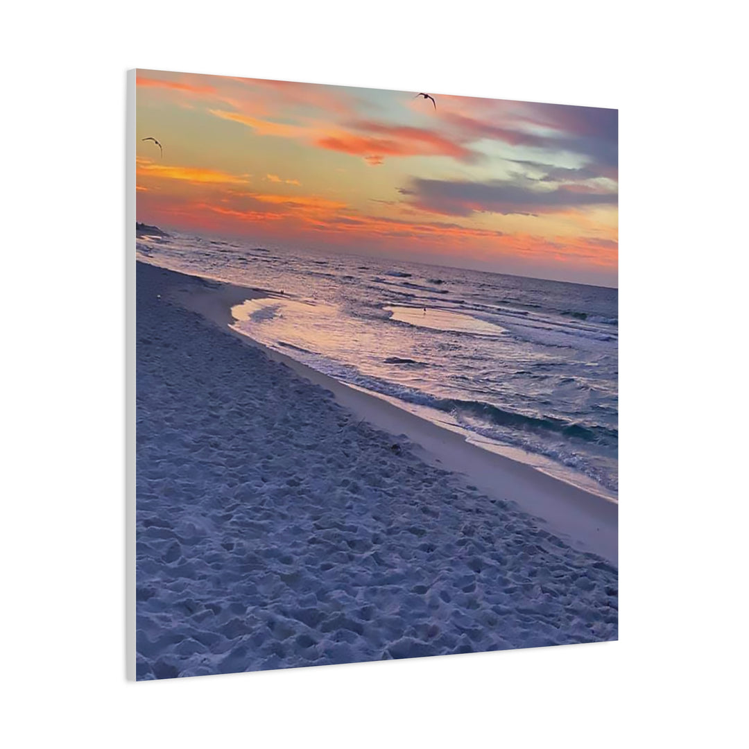 Sunset Beach Matte Stretched Canvas Print
