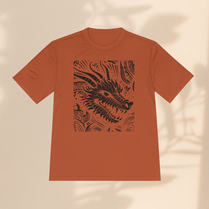 Unisex Moisture Wicking Tee - Dragon Black and White