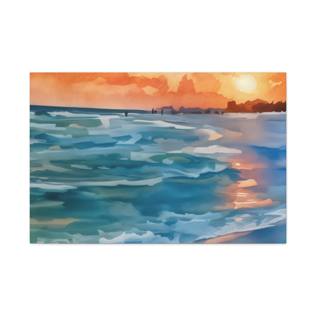 Coastal Sunset Canvas Art – Ocean and Beach Wall Décor