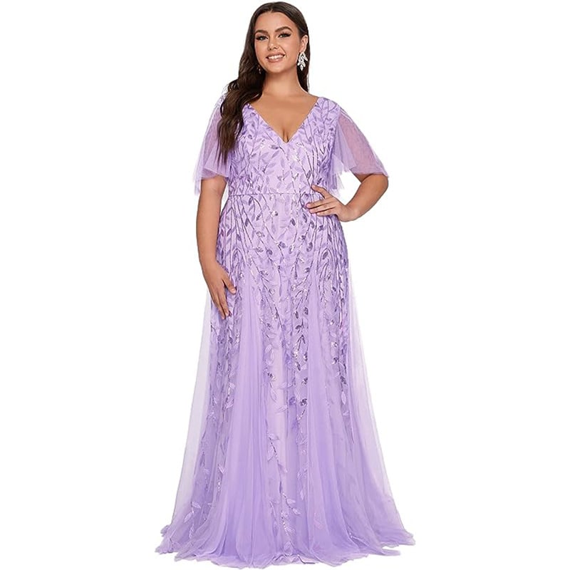 Plus-Size Sequin Fishtail Dress – Red Christmas Party Gown