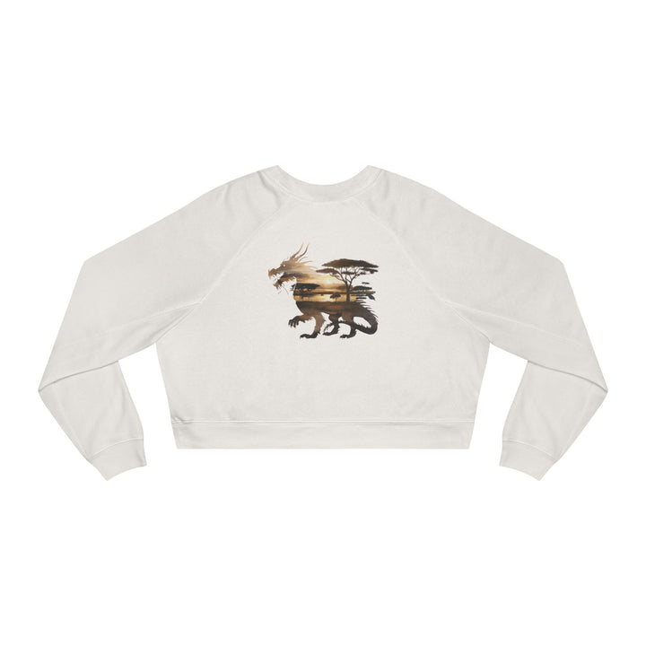 Double Exposure Dragon Sunset Women's Cropped Fleece Pullover - Stylish & Cozy Casual Wear